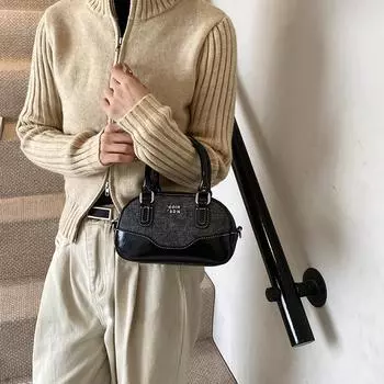 Новая маленькая сумка для боулинга, модная сумка через плечо для женщин, сумка-мессенджер для поездок на работу, женская сумка, простая чёрный