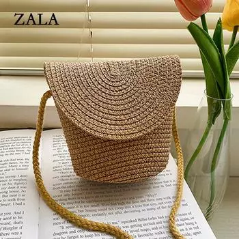 Новая маленькая свежая сумочка, французская соломенная тканая сумка, сумка на плечо, сумка серии Sen, пасторальная сумка через плечо, летняя сумка 12x7x16cm бежевый