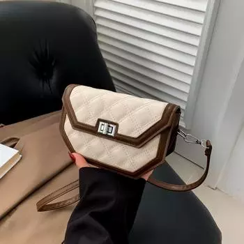 Новая маленькая женская сумка 2024 года, популярная новая модная сумка-мессенджер, простая контрастная цветная ромбовидная квадратная сумка чёрный