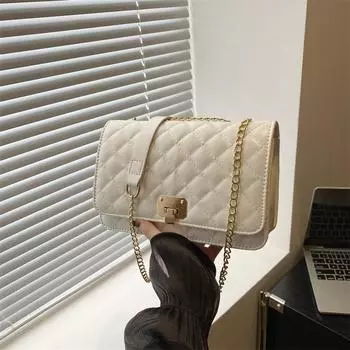 Новая маленькая женская сумка 2024 осень корейская версия модная сумка через плечо повседневная простая сумка с ромбами под мышками белый