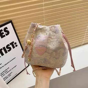 Новая маленькая женская сумка в китайском стиле 2024 года, новый летний тренд, сумка-мессенджер через плечо с цепочкой, сумка-ведро Guofeng Hanfu