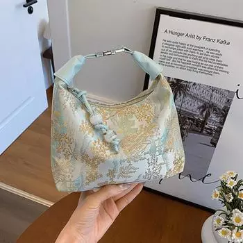 Новая маленькая женская сумка в китайском стиле иностранного стиля 2024 года, новая весенне-летняя модная сумка-мессенджер, универсальная портативная сумка для пельменей розовый