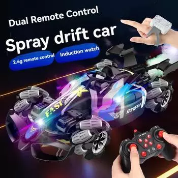 Новая машина F1 RC 1:12 Spray Stunt Car 2.4GHz 4WD высокоскоростной дрифт-кар с вращением на 360°, светодиодными огнями, реалистичными звуками двигателя, подарочная игрушка для детей 1 Battery зелёный