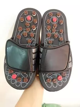 Новая массажная обувь, мужские тапочки для педикюра в китайской медицине, домашние тапочки для здравоохранения, весенние акупунктурные тапочки для взрослых 37 чёрный