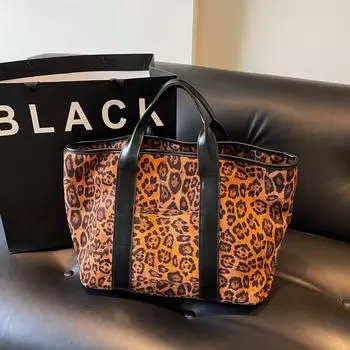 новая матовая женская сумка-тоут с леопардовым принтом для рук, модная сумка-тоут через плечо, трендовая сумка для покупок темно-коричневого