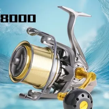 Новая металлическая катушка для дальнего заброса, рыболовная катушка, вращающаяся рыболовная катушка, передаточное отношение 4,8:1 Максимальное сопротивление 20 кг Тонущая рыболовная катушка 6+1BB Surf Fishing 8000 золотой