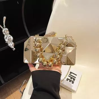 Новая металлическая сумка для ужина, модная сумка через плечо с цепочкой, на одно плечо, для банкета, модное платье