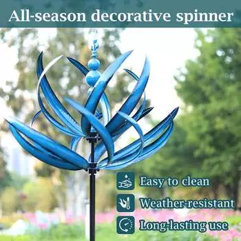 Новая металлическая ветряная мельница Harlow Wind Spinner 3D Wind Powered Kinetic Sculpture для газона Metal Wind Solar Spinners для украшения двора и сада