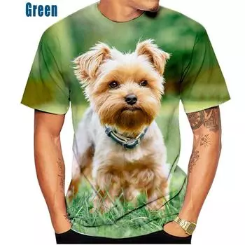 Новая милая футболка с 3D принтом для собак йоркширского терьера для мужчин и женщин, летняя модная повседневная забавная футболка с круглым вырезом и короткими рукавами S
