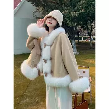 Новая милая искусственная лисья шерсть тонкая искусственная шуба женская сращивающаяся замшевая плюшевая шуба женская M