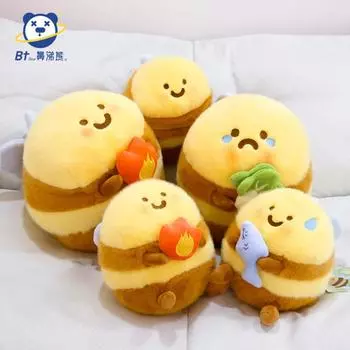 Новая милая круглая кукла-пчелка, креативная плюшевая игрушка, кукла-акула-пчелка Chinese cabbage 20cm жёлтый