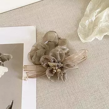 Новая милая нежная сетчатая заколка для волос с цветком и цирконом для женщин, новый корейский темперамент, элегантная резинка для волос, повязка на голову, аксессуары для волос для девочки