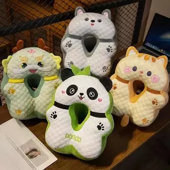 Новая Милая Подушка Панда Плюшевая Игрушка Сон Двусторонняя Подушка Мягкая Мягкая Милая Животная Кукла Дракон Подушка Для Сна Домашний Декор Кровати Подарок 30x25cm зелёный