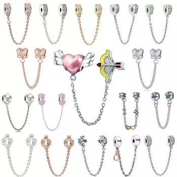 Новая милая подвеска в виде бабочки, сердца, стрелы, цепи безопасности, подходит для оригинального браслета с подвесками, модные женские украшения своими руками, подарки