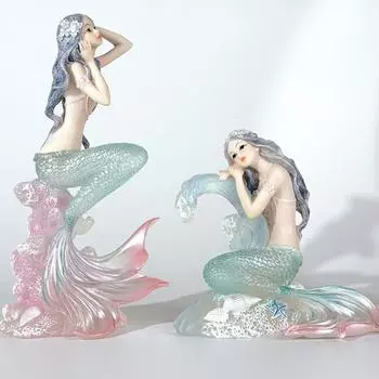 Новая Милая Русалочка Фея Сад Миниатюрный Гном Мох Стеклянный Шар Из Смолы Фигурки Поделки Фигурки для Украшения Дома Подарки На Праздники