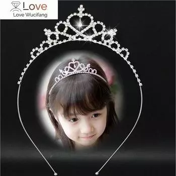Новая милая тиара в форме сердца принцессы с короной и стразами, диадема для волос, украшения для волос, милая свадебная повязка на голову для подружки невесты 12.5CM