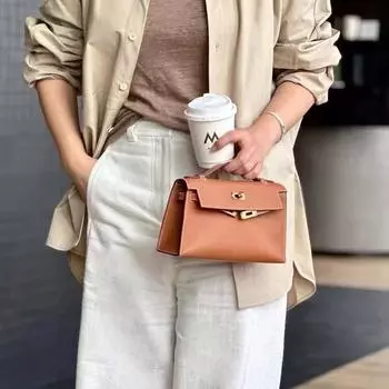 Новая мини-сумка из кожи, сшитая вручную вощеной нитью 22CM Full Package