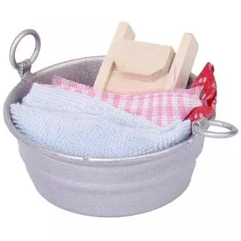 Новая миниатюрная ванна для стирки кукольного домика с набором полотенец для деревянной стиральной доски TS