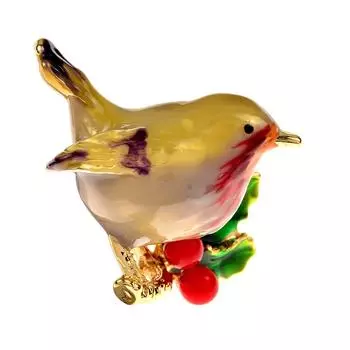 Новая многоцветная брошь в виде птицы Робина, булавки, высококачественные эмалированные броши с животными для друзей, рождественские, новогодние ювелирные изделия, подарки