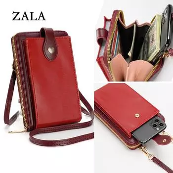 Новая многофункциональная длинная сумка-кошелек для мобильного телефона карамельного цвета, женская сумка-мессенджер через плечо с пряжкой в тон чёрный