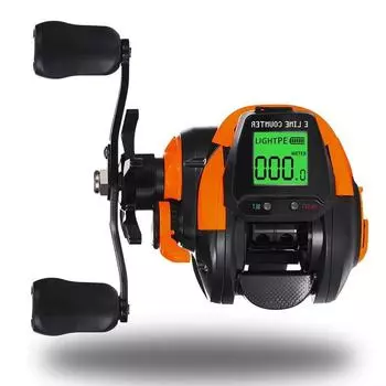 Новая многофункциональная катушка для ловли наживки с электронным большим светодиодным экраном и высокой скоростью 7,2 дюйма:1 10 кг Оранжевый Черный Модель Морской Водонепроницаемый Литейный Барабан Литье Right hand оранжевый