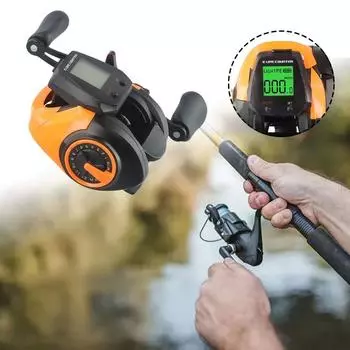 Новая многофункциональная катушка для ловли наживки с электронным большим светодиодным экраном и высокой скоростью 7,2 дюйма:1 10 кг Оранжевый Черный Модель Морской Водонепроницаемый Литейный Барабан Литье Right hand чёрный