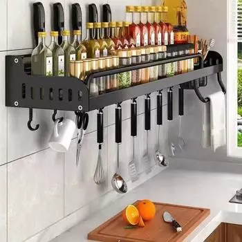 Новая многофункциональная кухонная стойка, настенный алюминиевый органайзер для кухни, полка для специй, органайзер для кухонной утвари 50cm