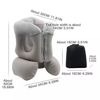 Новая многофункциональная надувная подушка для путешествий, офисная подушка для сна, поясная подушка для высокоскоростного железнодорожного самолета, флокированная спальная подушка синий