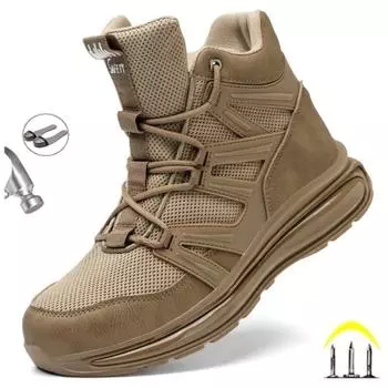 Новая мода 2024, большие размеры 37-50, мужские рабочие защитные ботинки, небьющиеся мужские кроссовки Steeli, уличная обувь с носком 37 чёрный