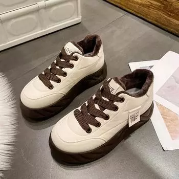 Новая мода 2024 года, высококачественная однотонная осенняя обувь для женщин, нескользящая женская обувь из вулканизированной кожи для улицы, Zapatillas Mujer 35 бежевый