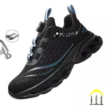 Новая мода 2024, защитная рабочая обувь со стальным носком для мужчин, неразрушимые ботинки, легкие защитные кроссовки от проколов 42 синий