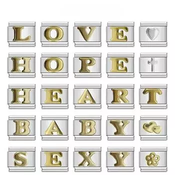 Новая мода 26 английских букв итальянские подвески подходят для браслета из нержавеющей стали 9 мм изготовление женских ювелирных изделий DJ110