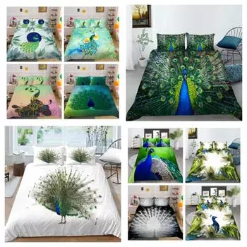 Новая мода 3D принт павлина пододеяльник ручка павлина Постельное белье пододеяльник красивый домашний покрывала один размер постельная одежда UK Single 135x200cm