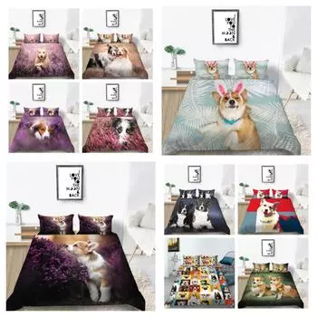Новая мода 3D собаки окрашенные пододеяльники наборы домашнего постельного белья творческий принт покрывало одеяло пододеяльник женщина мужчина один двойной король UK Single 135x200cm