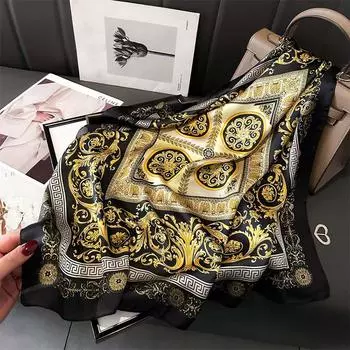 Новая Мода 70X70см Принт Женский Шарф Пашмина Шелковый Шарф Квадратная Шаль Декоративная Повязка на Голову Шея Роскошный Дизайн Бандана 70*70cm