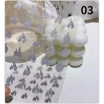 Новая Мода Блеск 3D Наклейки для Ногтей DIY Серебряная Пудра Дизайн Бабочки Звезды Лазерные Фольги Сердечки Любви Блестящее Украшение Маникюр 03