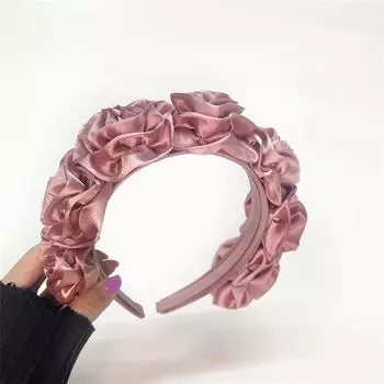 Новая Мода Бохо Большой Розово-Красный Цветок Толстая Повязка На Голову Для Женщин Широкие Повязки Для Волос Элегантные Женские Аксессуары Для Волос Винтажная Повязка