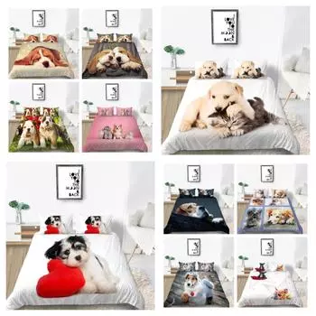 Новая мода, чехол для постельного белья для собак, костюм с рисунком домашних животных, домашний текстиль, комплект постельного белья, пододеяльник, роскошный комплект пододеяльников королевского размера UK Single 135x200cm