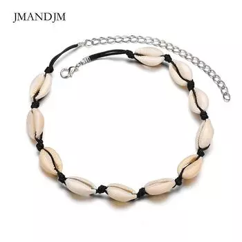 Новая мода черная веревочная цепочка из натуральной ракушки колье ожерелье ракушка колье ожерелье на лето
