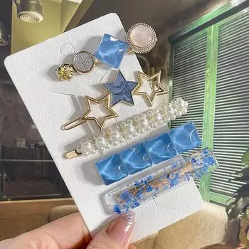 Новая мода для девочек, набор заколок для волос с жемчугом и кристаллами для женщин, заколки для волос, модные заколки с геометрическим рисунком, головные уборы, аксессуары для волос, подарок пурпур