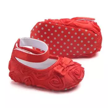 Новая мода для маленьких девочек, принцесса, обувь для малышей, милый бант, детские первые ходунки, мягкая подошва, обувь с цветочным принтом 11cm (4.33 in) красный