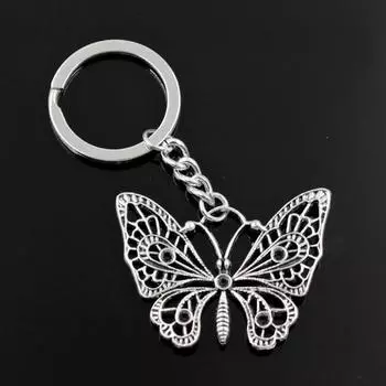 Новая мода для мужчин 30 мм брелок DIY металлический держатель цепи Винтаж бабочка 48x38 мм бронзовый кулон подарок бронзовый