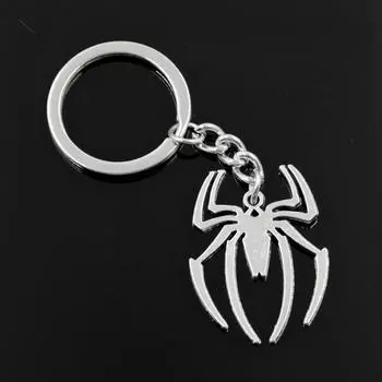 Новая мода для мужчин 30 мм брелок DIY металлический держатель цепи Винтаж Паук Хэллоуин 38x29 мм серебряный цвет кулон подарок