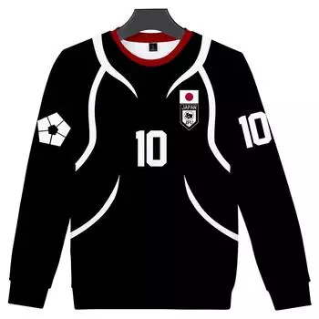 Новая мода для поклонников BLUE LOCK с принтом номера Толстовка для спорта на открытом воздухе Косплей Пуловеры с капюшоном Косплей Костюм XS чёрный