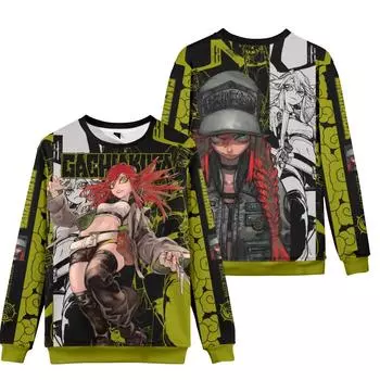 Новая мода для поклонников GACHI AKUTA с рисунком из мультфильма Толстовка для активного отдыха Косплей Пуловеры с капюшоном Косплей Костюм XS