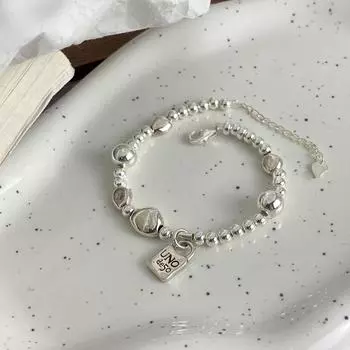 Новая мода для женщин Буква Замок Подвеска Беспорядочные бусины Браслет Мода Праздничные украшения Подарок