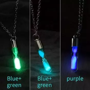 Новая мода для женщин и мужчин светящийся светящийся песочный таймер кулон стеклянная бутылка «песочные часы» ожерелье ювелирные украшения подарки синий