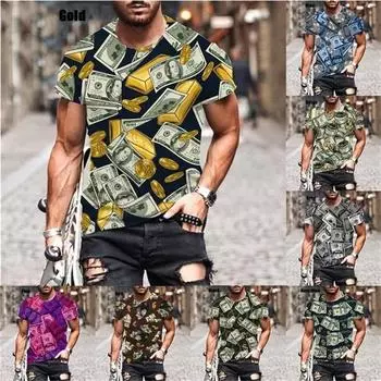 Новая мода Dollar Мужские Женские Весна Лето 3D Печатные Короткие Рукава Футболки Повседневная Мода Круглый Вырез Спортивные Топы Футболки S