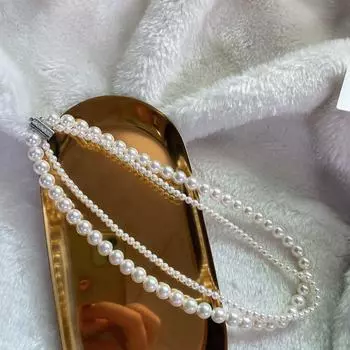 Новая мода двухслойное жемчужное ожерелье, универсальное высококачественное ожерелье-цепочка для свитера 40cm