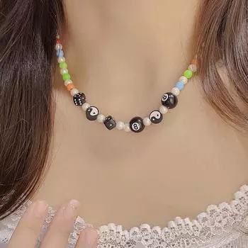 Новая мода Джокер Цвет Сплетни Бисер Жемчужное Ожерелье в кости Женское